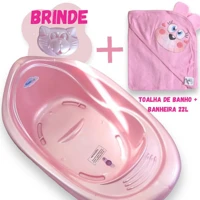 Imagem da promoção Kit Banheira de bebe 22L + Toalha de banho bebê + Saboneteira