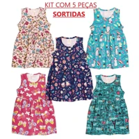 Imagem da promoção Vestido Infantil De Cotton Kit 5 Peças Sortidas