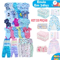 Imagem da promoção Kit 33 peças Enxoval Bebê Kit Maternidade Roupa Bebê Recem Nascido Menino e Menina 100% Algodão