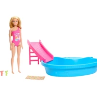 Imagem da promoção Barbie, Conjunto de Brinquedo com 1 Boneca com Maiô Rosa, 1 Piscina Glam e Acessórios, Para Crianças