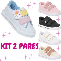 Imagem da promoção kit 2 Pares Tênis Menina Infantil Estiloso Confortável