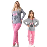 Imagem da promoção Kit 2 Pijamas Malha Premium Mae e Filha Gatinho Inverno Blusa Manga Longa Confort