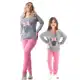 Kit 2 Pijamas Malha Premium Mae e Filha Gatinho Inverno Blusa Manga Longa Confort em oferta