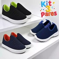 Imagem da promoção Kit 3 Pares Tênis Infantil Escolar Calce Fácil Menino