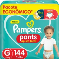 Imagem da promoção Fralda Descartável Pampers Pants Ajuste Total - Tamanho G, 144 Unidades - Fácil de vestir, Barreira