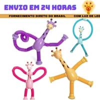 Imagem da promoção Kits de Brinquedo Infantil Girafa Pop Tubo Led Com Ventosa