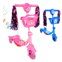 Imagem da oferta Patinete Infantil 3 Rodas Com Led Som E Cesta Menino Menina Cor Rosa