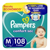 Imagem da oferta Fralda Pampers Confort Sec Tamanho M, 108 Un