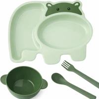Imagem da oferta Kit Refeição com Prato, Tigela e Talheres  (Hipopótamo)