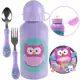 Kit Alimentação Garrafinha Inox e Talher para Bebe Criança Refeição Squeeze Termica em oferta