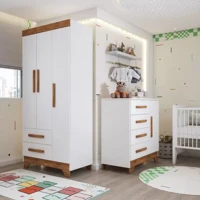 Imagem da promoção Quarto Infantil Completo Kids 4 Portas 6 Gavetas Branco/Nature - Panorama Móveis