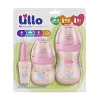 Imagem da promoção Kit 3 Mamadeira Lillo Evolution Primeirospassos 50/150/240ml Rosa