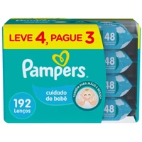 Imagem da promoção Lenço Umedecido Pampers Cuidado de Bebê 4 Pacotes com 48 Unidades Cada