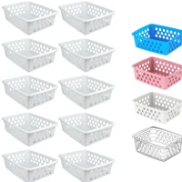 Imagem da promoção Cesto Organizador Kit 10 Peças 16x12x6Cm Pequeno Branco Transparente Azul Rosa