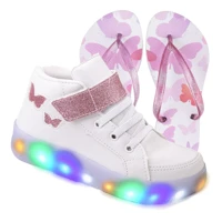 Imagem da promoção Tênis Feminino Infantil Botinha Borboleta De Led + Chinelo