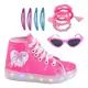 Tênis Feminino Led Infantil Botinha Óculos Pulseira Tic Tac em oferta