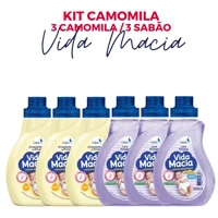 Imagem da promoção Kit Vida Macia 500ml Bebê 3 Lava Roupas liquido + 3 Amaciante Camomila