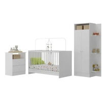Imagem da promoção Jogo De Quarto Infantil Trevalla Móveis Pom Pom 3 Peças Cor Branco