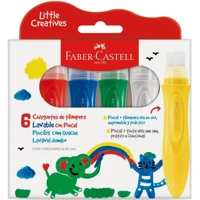 Imagem da promoção Pincéis com Tinta Guache Jumbo Little Creatives, Faber-Castell, Kit Pintura Infantil, Pré-escola, 6