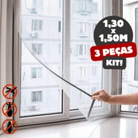Imagem da promoção t 3 Tela Mosquiteiro Janela 130x150cm Removível com Fecho Contato e Fita Dupla Face Contra Insetos