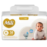 Imagem da promoção Fralda Infantil Mili Love e Care Premium Hiper Tamanho M com 38 Unidades Descartáveis