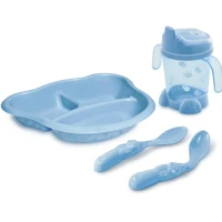 Imagem da promoção Adoleta Bebê Kit Alimentação Prato Com Divisórias Porta-Suco E Colheres Azul