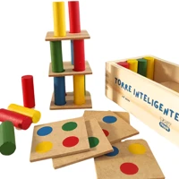 Imagem da promoção Torre Inteligente Colorida Educativa em Madeira 34 peças – Jogo Pedagógico Interativo Premium