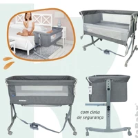 Imagem da promoção Berço Portátil Sleep 3 em 1 Moisés Co-bed Acopla na Cama Cinza Kababy