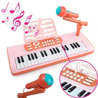Imagem da promoção Teclado De Brinquedo Musical Eletrônico Infantil 37 Teclas Com Microfone Rosa Instrumento Educativo
