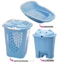 Imagem da promoção Kit higiene Infantil Banheira, Lixeira e Cesto de Roupa