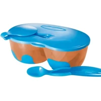 Imagem da promoção Prato Fundo com Divisória e Colher Funny, Azul - Multikids Baby