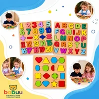 Imagem da oferta Kit 3 Jogos Brinquedos Educativos Madeira Numeros Letras Alfabeto Babuu Brinquedos Educativos