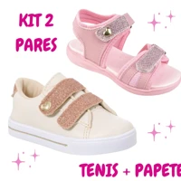 Imagem da promoção kit 2 Pares Sandália Papete Menina Tênis Infantil Estiloso Confortável