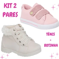 Imagem da promoção Kit Coturno Menina Mais Tênis Infantil Botinha Menina Estilosa Confortável do 20 ao 27