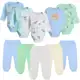 Kit 10 Peças Roupinhas de Bebê Body Longo Estampado e Mijão em oferta