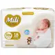 Fralda Mili Love e Care RN 18 unidades em oferta