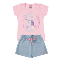 Imagem da promoção Conjunto Infantil Menina Baby Look E Shortz Feminino Verão L40