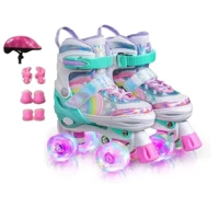 Imagem da promoção Patins 4 Rodas ARCO IRIS Com Luz De Led E Glitter Top Patins Com Kit Proteção Menina Menino Promoção