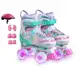 Patins 4 Rodas ARCO IRIS Com Luz De Led E Glitter Top Patins Com Kit Proteção Menina Menino Promoção em oferta