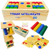 Imagem da promoção Jogo Torre Inteligente em Madeira Brinquedo Educativo Premium - Estojo Coloridos Divertido Toy Trade