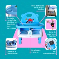 Imagem da promoção Cadeirinha Alimentação Refeição Bebe Portátil Dobrável Compacta Baixa Infantil