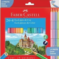 Imagem da promoção Ecolapis de cor, Faber-Castell, 120124+4P, Com + 4 pastel, estojo com 24 cores, Multicor
