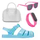 Combo Infantil Sandalia Bolsa Óculos Relógio Funfy Feminino em oferta
