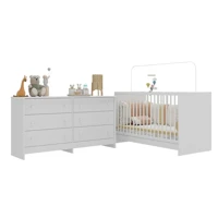 Imagem da promoção Berço 3 em 1 para Colchão 130 x 60 cm com Cômoda Framboesa Multimóveis MP4295
