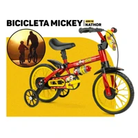 Imagem da promoção Bicicleta Infantil Mickey Disney Nathor Aro 12 C/ Rodinha Vermelho/amarelo
