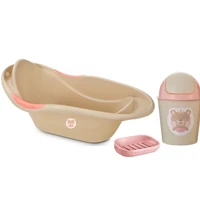 Imagem da promoção Kit Banheira 20L, Lixeira 3L e Saboneteira com Escorredor Para Bebês Menina Linha Baby