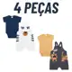 Kit Roupa De Bebe Conjunto 4 Peças Jardineira E Body Curto Menino E Menina Roupas de Bebê em oferta